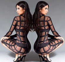 Printed Party Dresses Mesh Sheer Zip Black White Knee Length