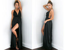 Elegant backless satin long dress