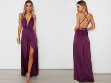 Elegant backless satin long dress