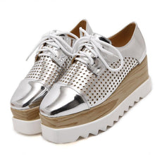Platform Shoes Oxfords Brogue PU Leather Flats Lace Up Shoes