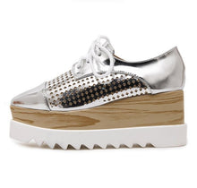 Platform Shoes Oxfords Brogue PU Leather Flats Lace Up Shoes