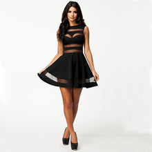 Elegant Vintage Black mesh Insert Sexy Peplum Dress