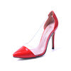 M Transparent High Heel Shoes Red Vintage Style Women Shoes High Heels