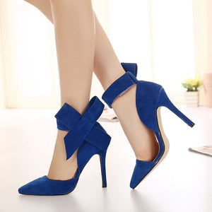 Sexy big bow pointed toe high heels sandals shoes