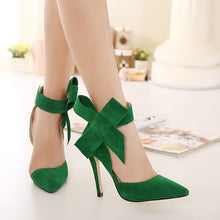 Sexy big bow pointed toe high heels sandals shoes