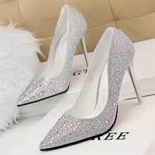 Sexy Women Silver Rhinestone Wedding Shoes Platform Pumps
