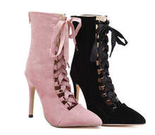 Pumps Genova Stiletto Sandal Booties Pointed Toe Strappy Lace Up