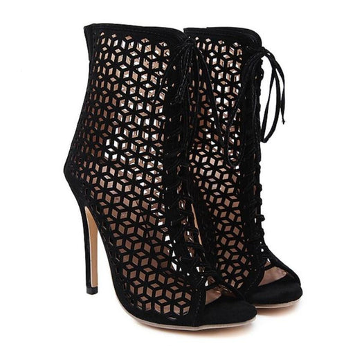 Summer Sandals Gladiator High Heels Women Sexy Front Open Cross Strap Stilettos Pumps