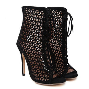 Summer Sandals Gladiator High Heels Women Sexy Front Open Cross Strap Stilettos Pumps