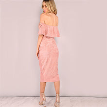 Elegant ff The Shoulder Ruffle Backless Midi Pink Faux Suede Dress