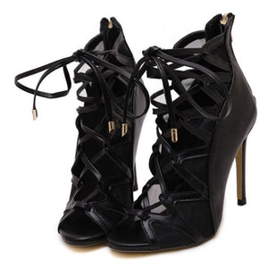High Heels Sandals Women Sexy Stiletto Sandal Fashion Open Toe Lace Up Pumps Shoes Woman Boots