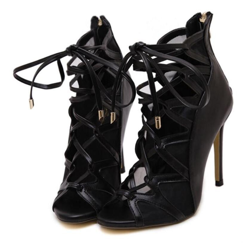 High Heels Sandals Women Sexy Stiletto Sandal Fashion Open Toe Lace Up Pumps Shoes Woman Boots