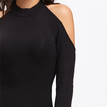 Bodycon Pencil Dressl Black Open Shoulder Long Sleeve Bow Halter Dress
