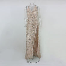 Sexy Dresses  Gold Sequined Long Evening Maxi Dress