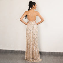 Sexy Dresses  Gold Sequined Long Evening Maxi Dress