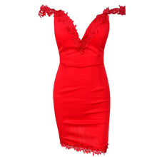 Sexy V Neck Sleeveless Vestidos 2017 Mini Red/ Black Lace Hollow Out Party Bandage Dress