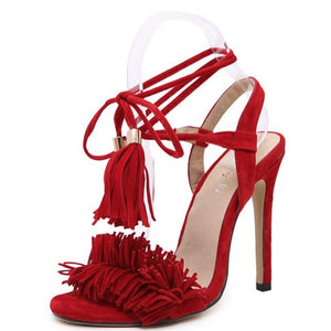 Sexy Stiletto pumps Women Fringe High Heels Sandals Party Wedding Shoes Woman