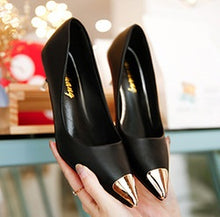 High heels lady casual slip on pumps female cool black high heel