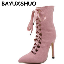 Pumps Genova Stiletto Sandal Booties Pointed Toe Strappy Lace Up