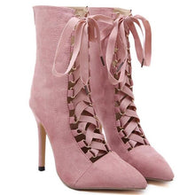 Pumps Genova Stiletto Sandal Booties Pointed Toe Strappy Lace Up