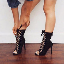 High Heels Women Sandals Genova Stiletto Sandal Booties Open Toe Lace Up Pumps