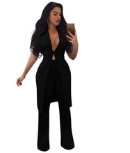 Elegant Office Jumpsuit Two Piece Set Sleeveless Deep V