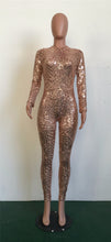 Black/White/Golden Sequin Jumpsuit Fall Womens Long-sleeve High Stretch Party Club Bodycon Rompers