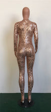 Black/White/Golden Sequin Jumpsuit Fall Womens Long-sleeve High Stretch Party Club Bodycon Rompers
