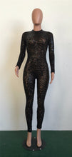 Black/White/Golden Sequin Jumpsuit Fall Womens Long-sleeve High Stretch Party Club Bodycon Rompers