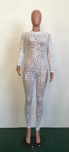 Black/White/Golden Sequin Jumpsuit Fall Womens Long-sleeve High Stretch Party Club Bodycon Rompers