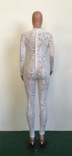 Black/White/Golden Sequin Jumpsuit Fall Womens Long-sleeve High Stretch Party Club Bodycon Rompers